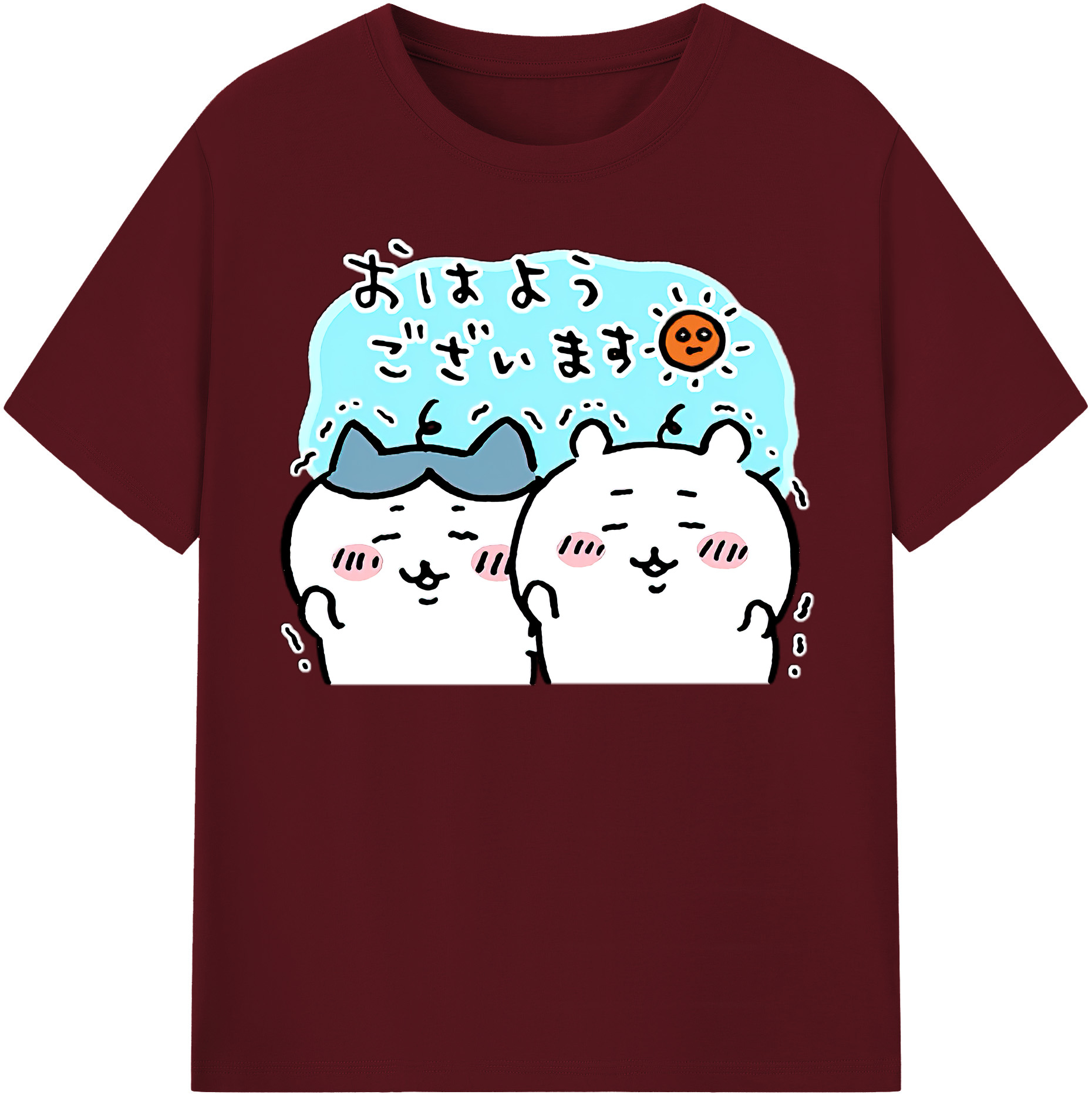 （画像用） ちいかわ ハチワレ Chii-kawa hachiware 綿100％半袖Tシャツ（フロントプリント）